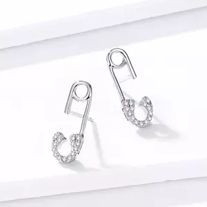 Cercei din argint Sparkling Safety Pin