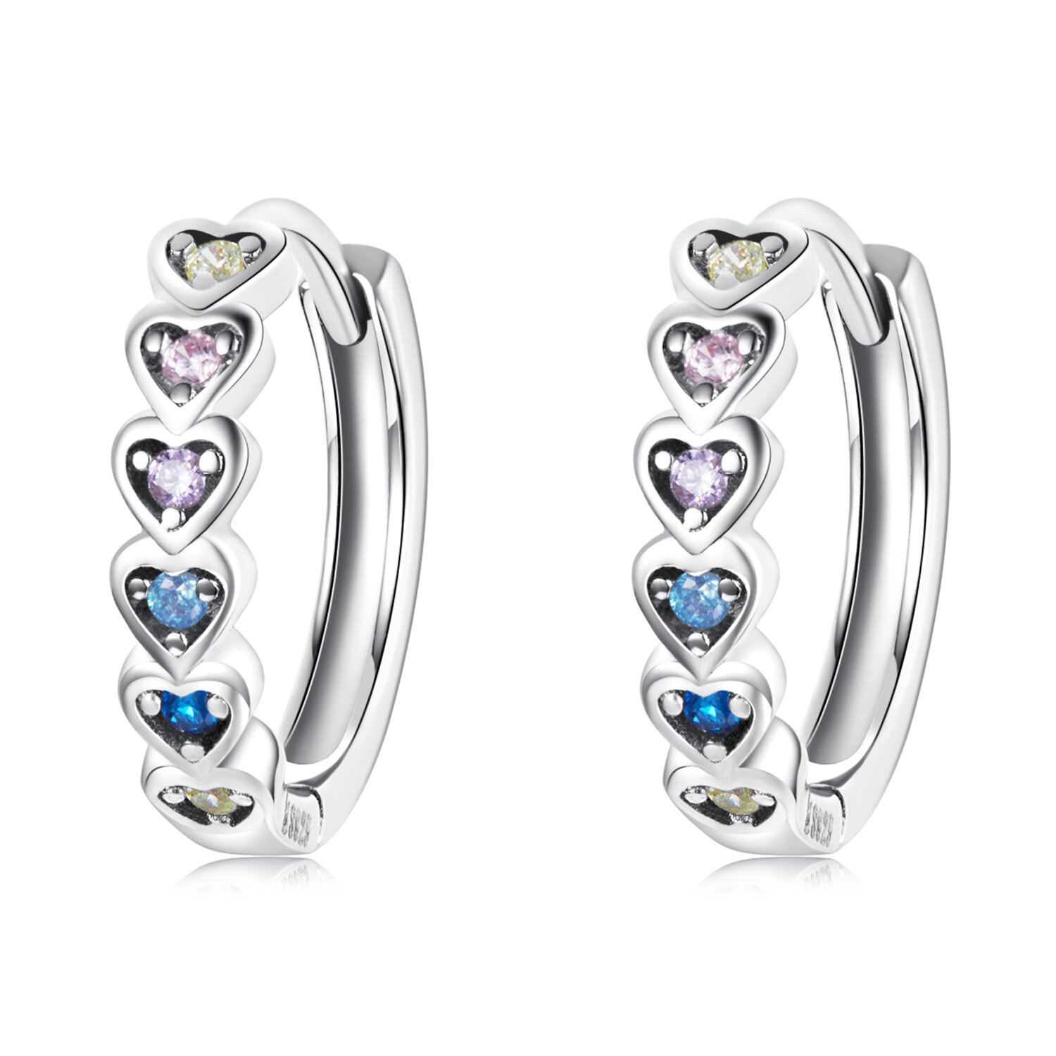 Cercei din argint stacked hearts