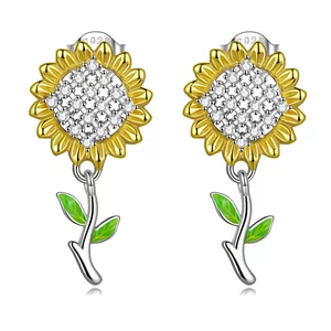 Cercei din argint Studded Sunflowers