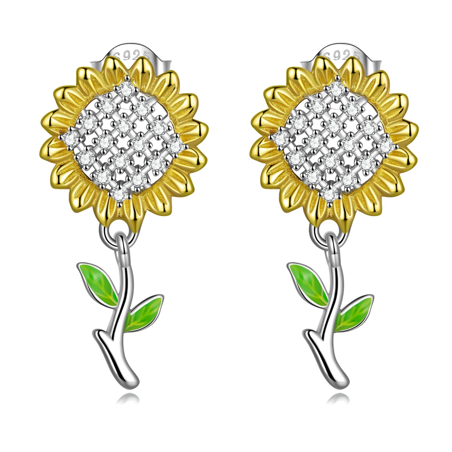 Cercei din argint studded sunflowers