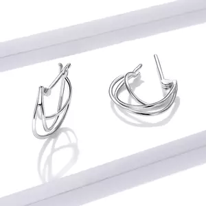 Cercei din argint Trio Lines Hoops
