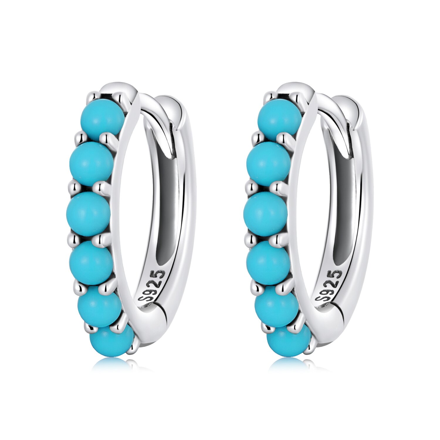 Cercei din argint turquoise hoops