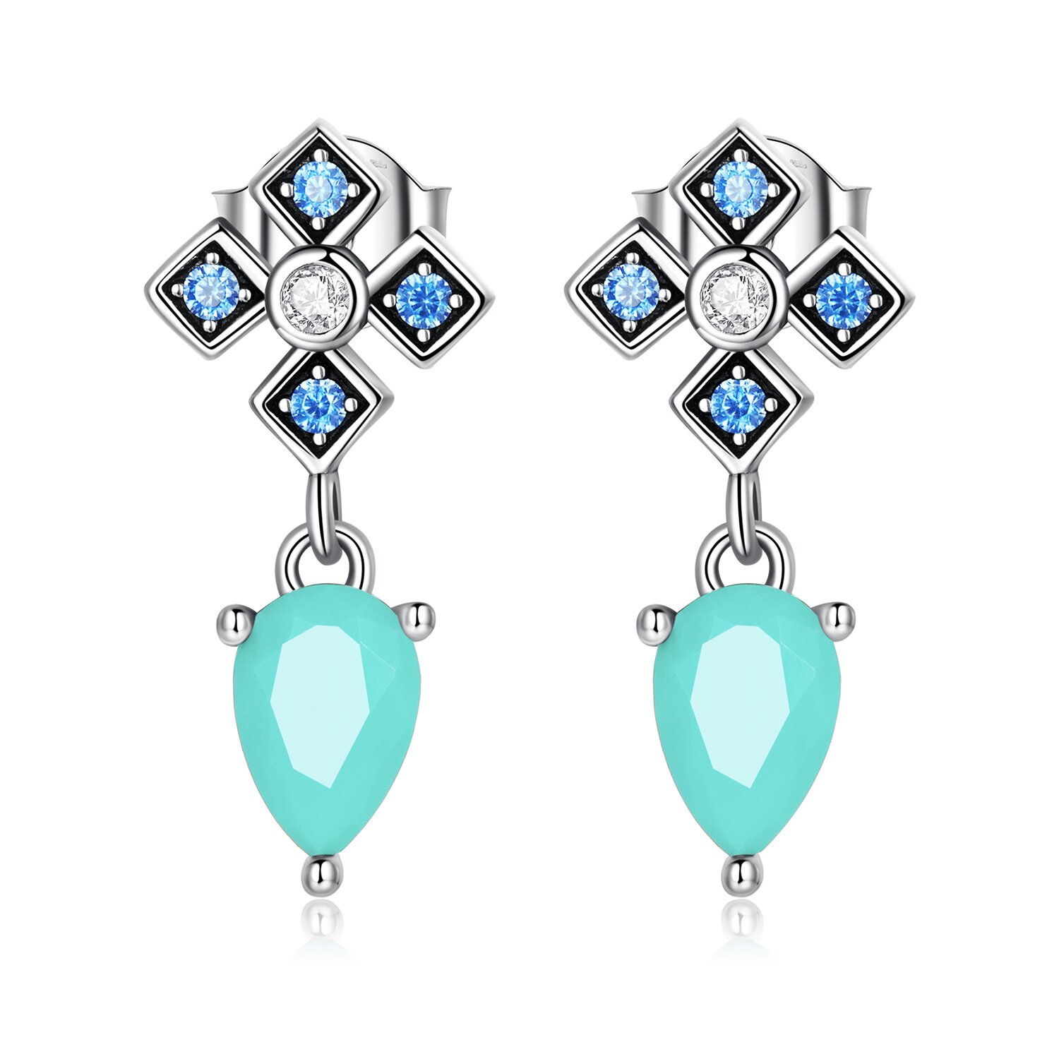 Cercei din argint turquoise tear