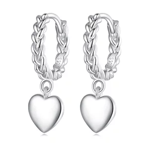 Cercei din argint Twisted Chain Heart