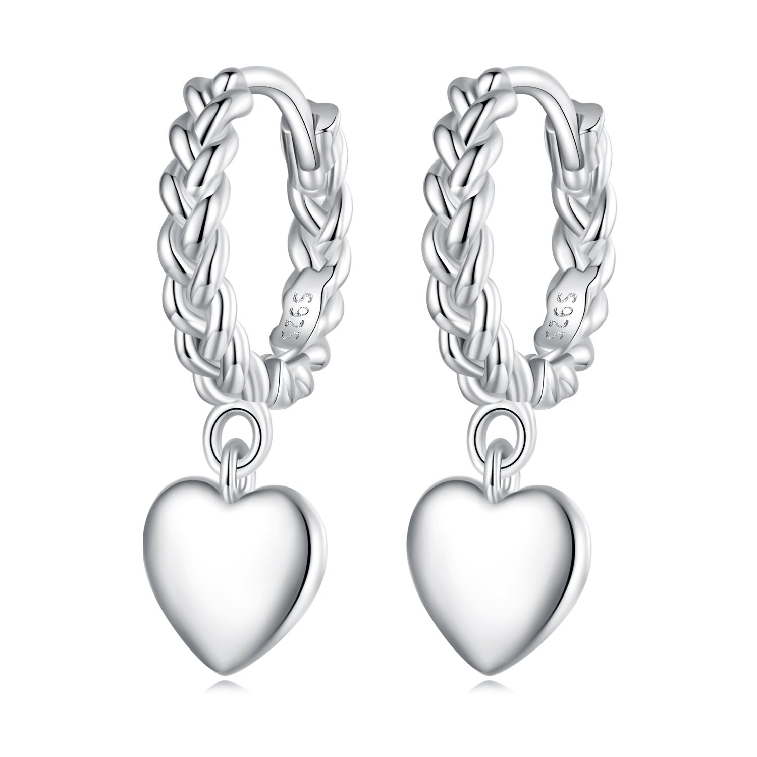 Cercei din argint twisted chain heart