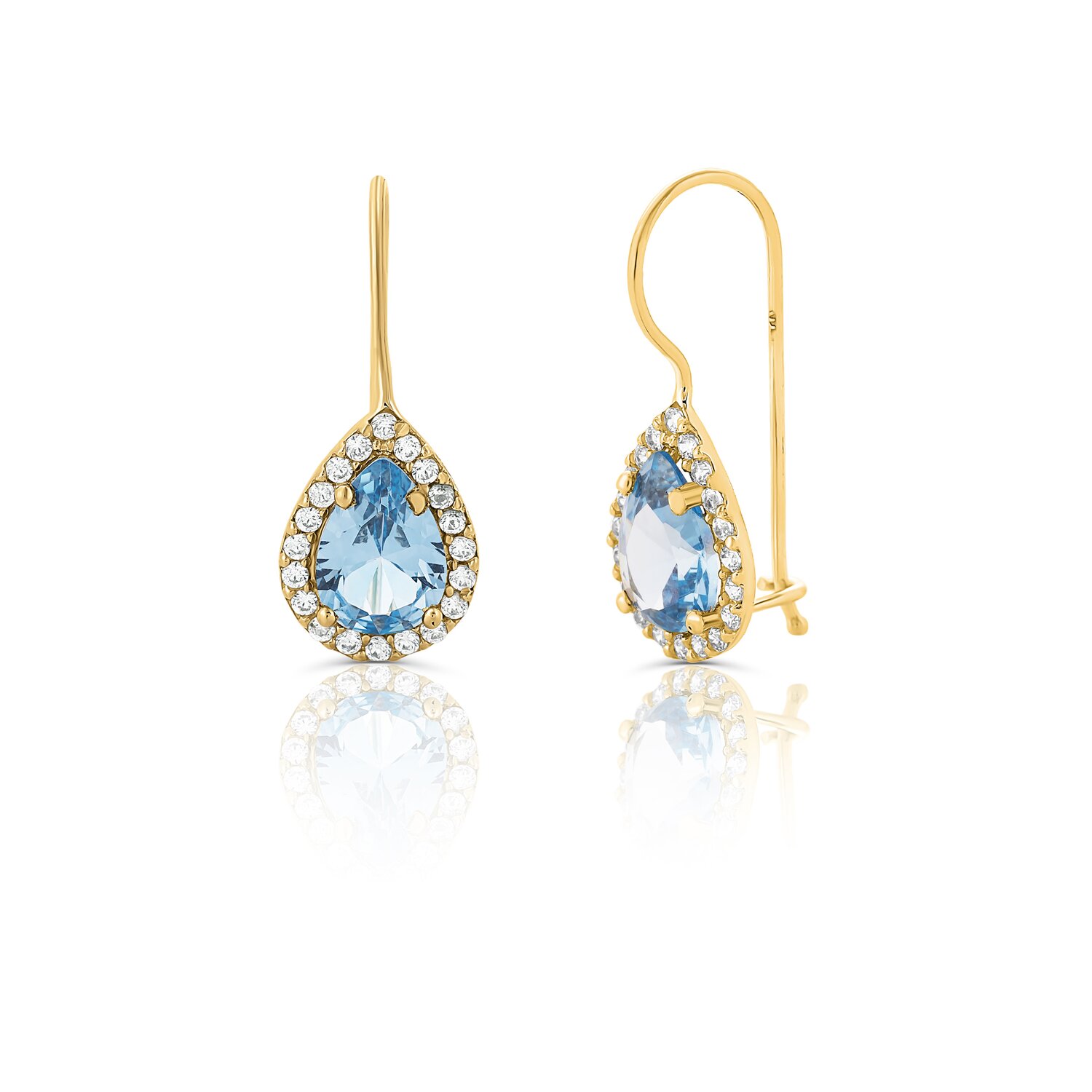 Cercei din aur 14K Blue Teardrop