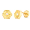 Cercei din aur 14K 3D Hexagon and Crystals picture - 1