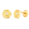 Cercei din aur 14K Hexagon 3D si Cristal picture - 1