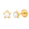 Cercei din aur 14K pentru copii 3D Star and Pearls picture - 1