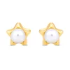 Cercei din aur 14K pentru copii 3D Star and Pearls picture - 3