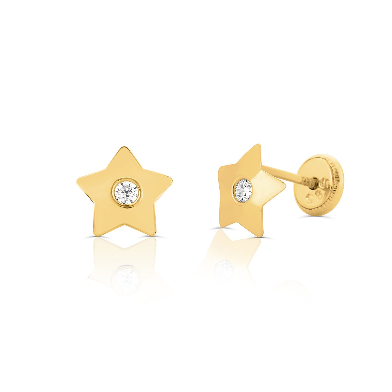 Cercei din aur 14K pentru copii Big Stars and Crystals