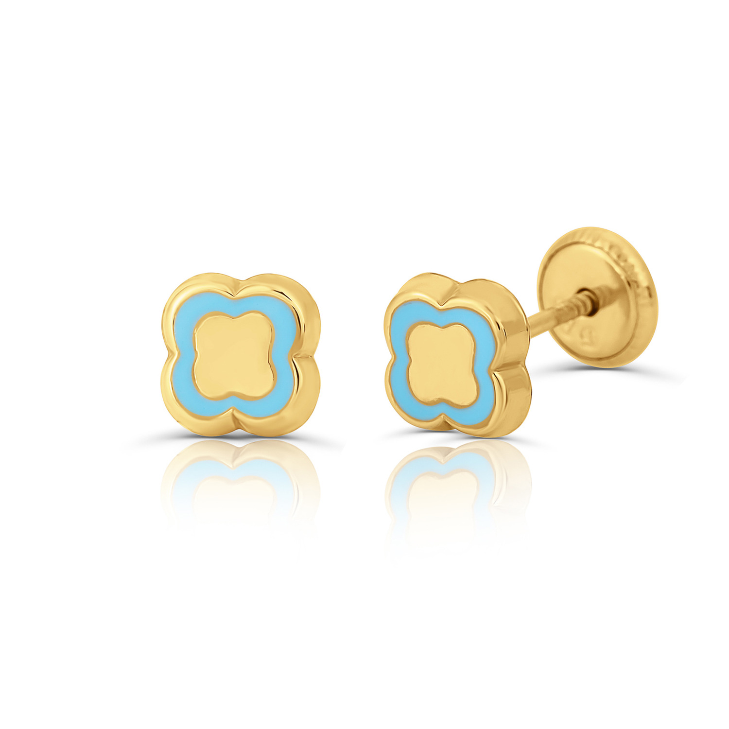 Cercei din aur 14K pentru copii Blue Clover