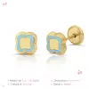 Cercei din aur 14K pentru copii Blue Clover picture - 3