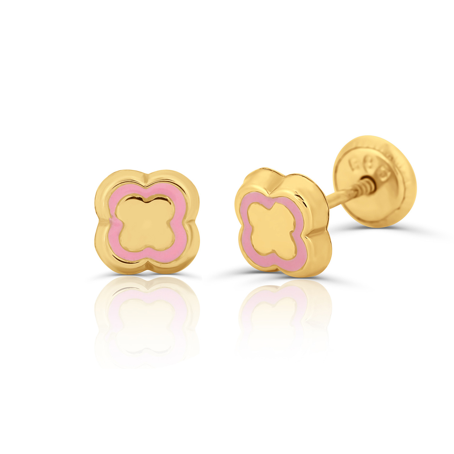 Cercei din aur 14K pentru copii Pink Clover