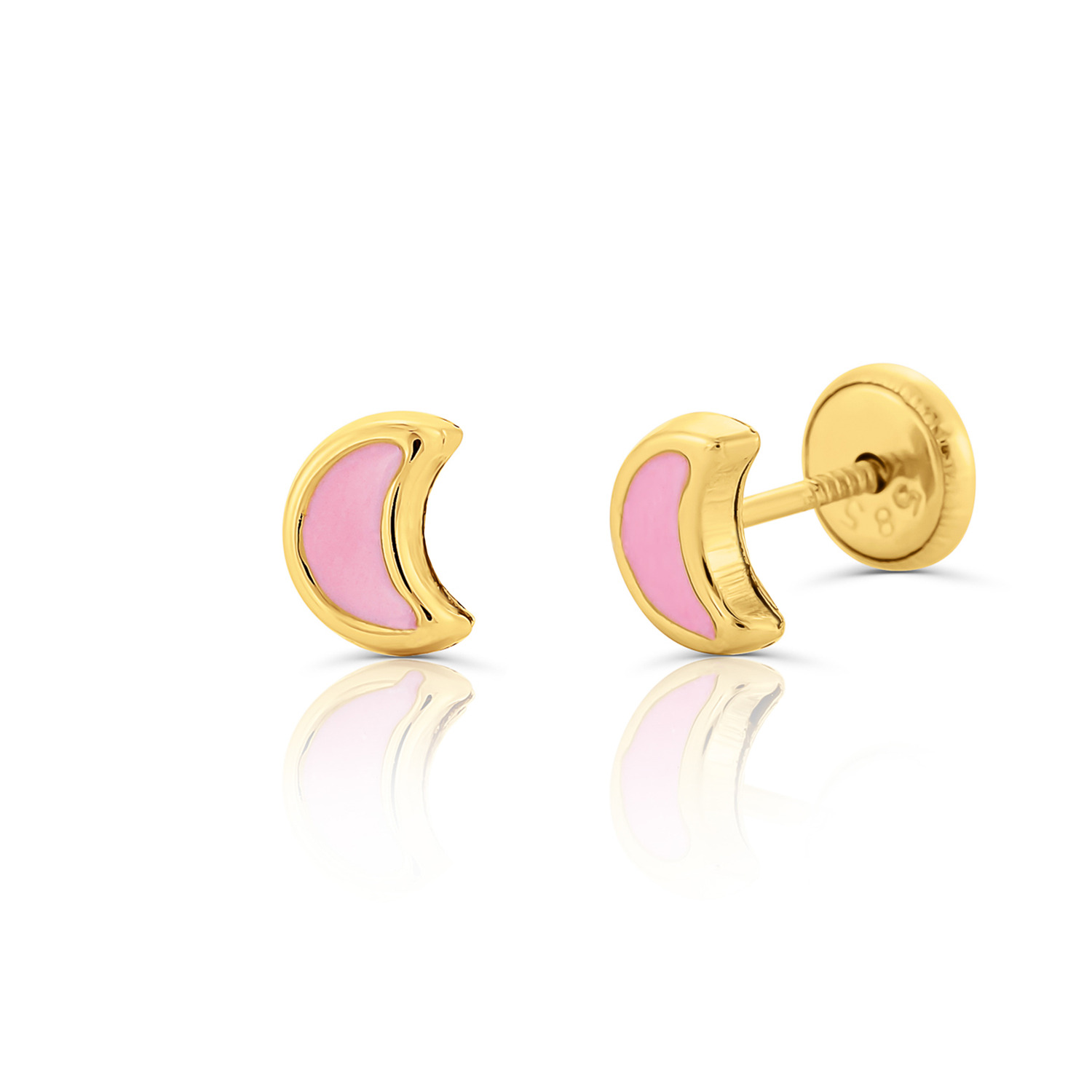 Cercei din aur 14k pentru copii Pink Half Moons