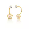 Cercei din aur 14K pentru copii Pink/White Flowers and Crystals picture - 1