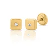Cercei din aur 14K pentru copii Small Square and Crystals picture - 1