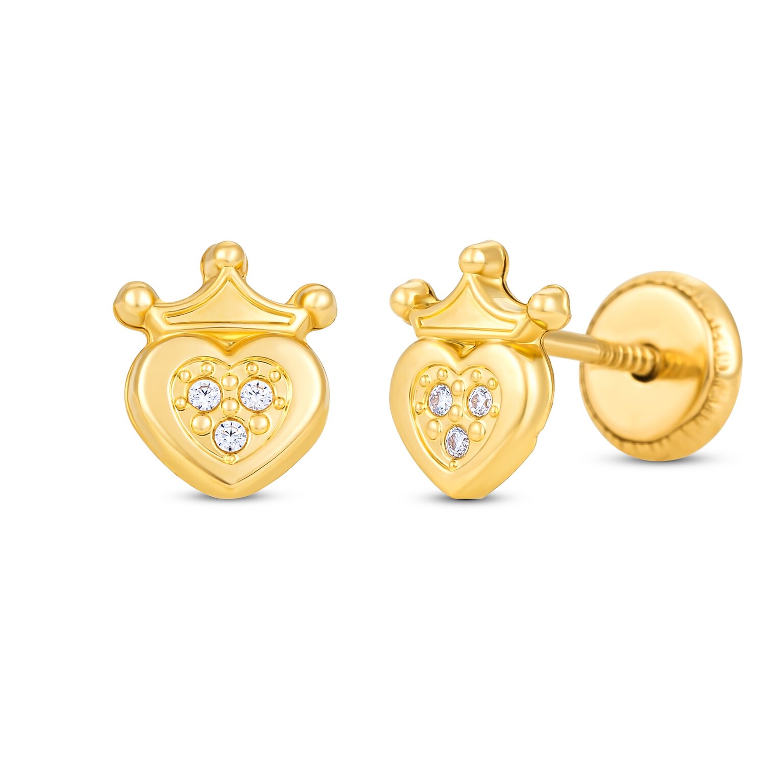 Cercei din aur 14K Royal Heart and Crystals