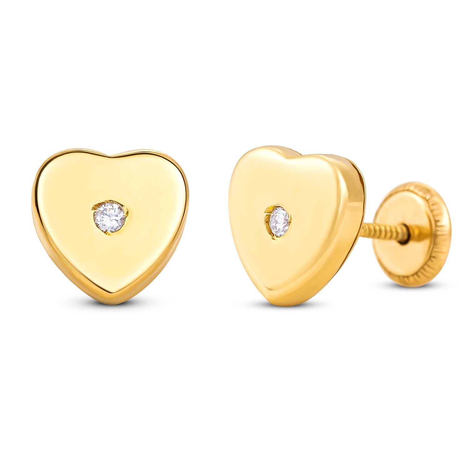 Cercei din aur 14K Small Hearts and Diamonds