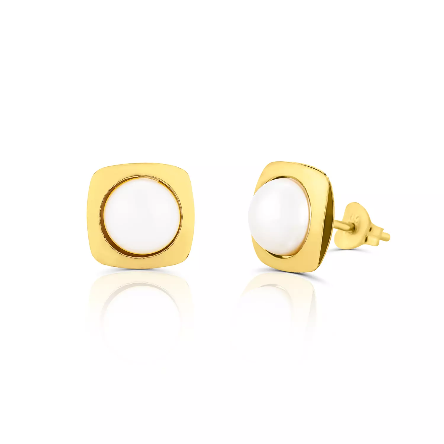 Cercei din aur 14k Square and Pearls