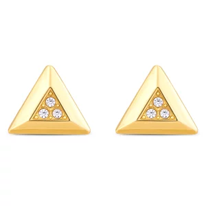 Cercei din aur 14K Triunghi 3D si Cristale