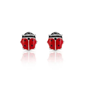 Cercei din aur alb 14K pentru copii Ladybug