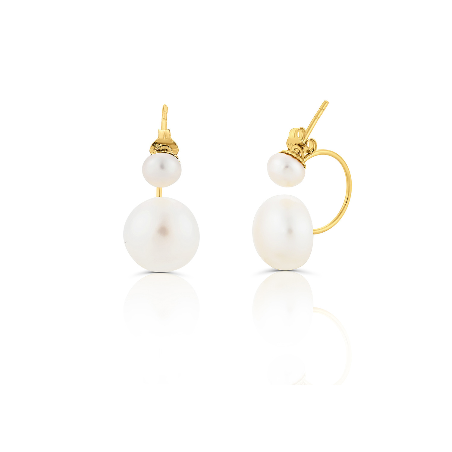 Cercei Dublii din aur 14k Double Pearls