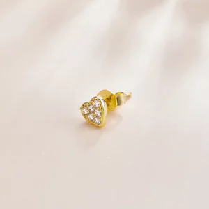 CERCEL din argint Golden Crystal Heart