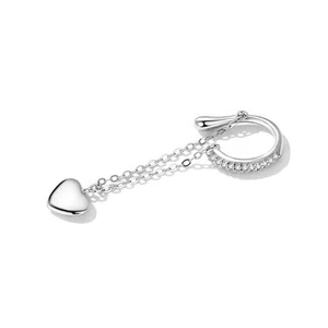 CERCEL din argint Heart Chained Clip