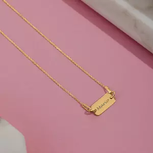 Colier aur 14K cu placuta mica si text