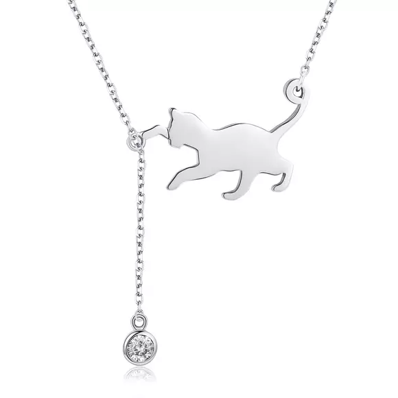 Colier din argint 925 Playful Silver Cat