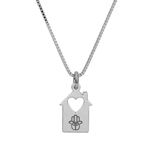 Colier din argint cu casuta si inima personalizat cu text/ simbol