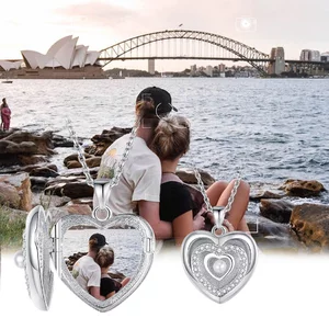 Colier din argint Custom Photo Glamour Heart