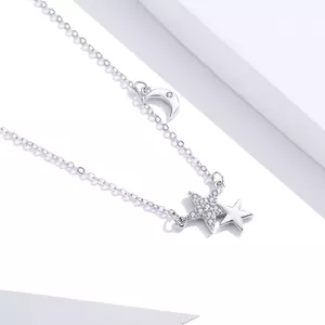 Colier din argint Double Stars & Shiny Moon