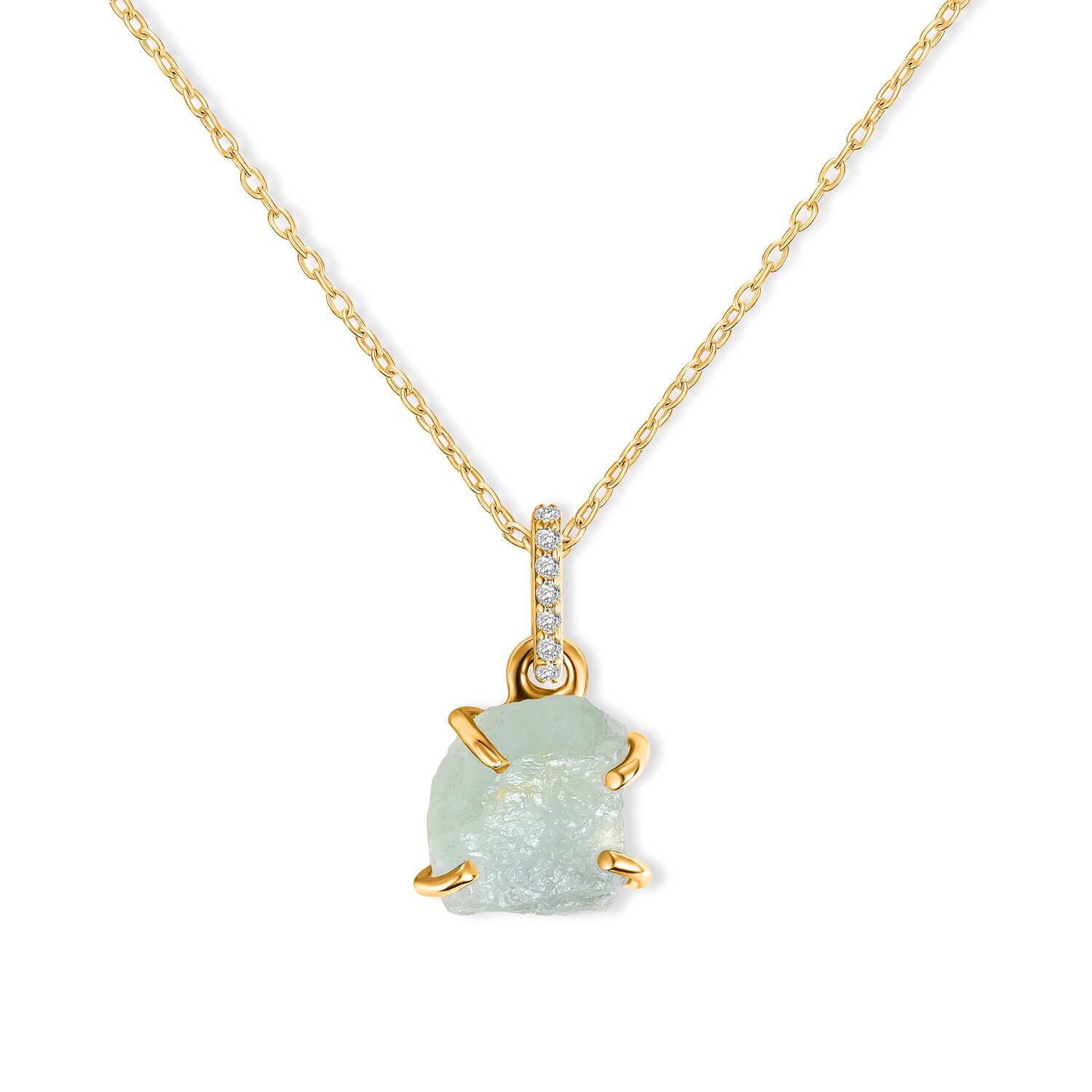 Colier din argint Golden Piece of Aquamarine