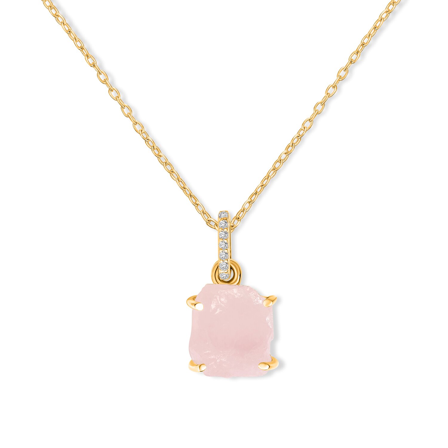 Colier din argint Golden Piece of Rose Quartz