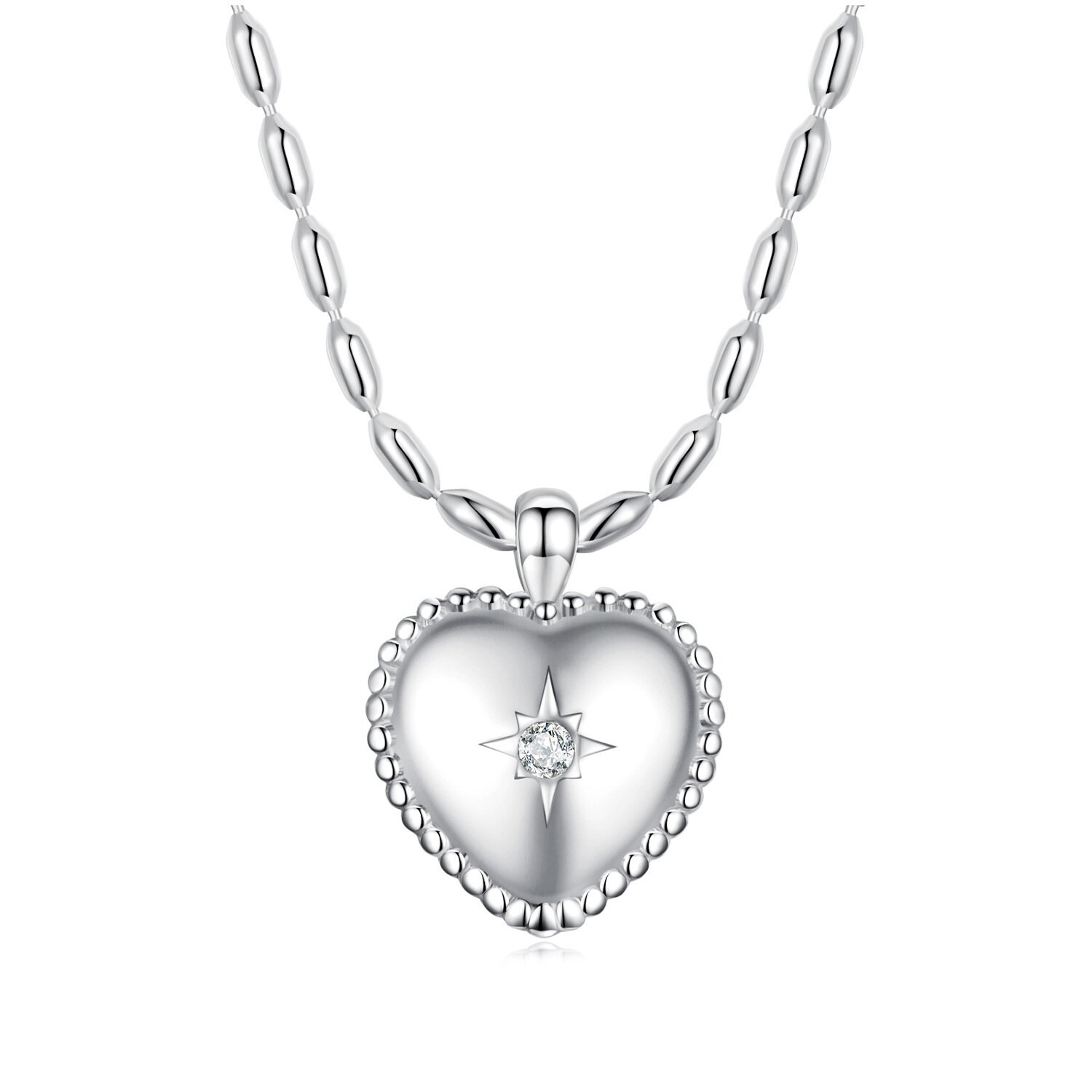 Colier din argint heart crystal star
