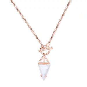 Colier din argint Rose Gold Moonstone Enchanted Triangle