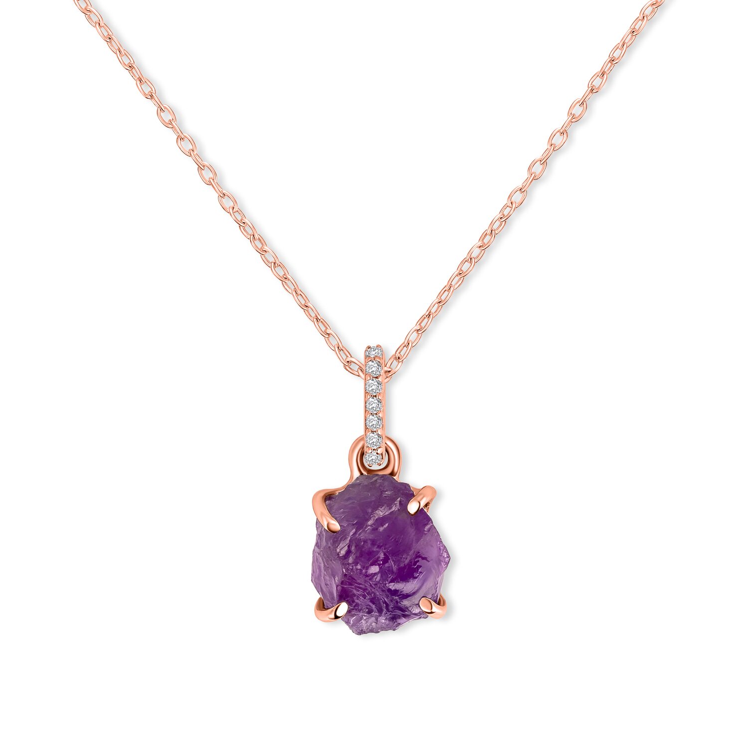 Colier din argint Rose Gold Piece of Amethyst