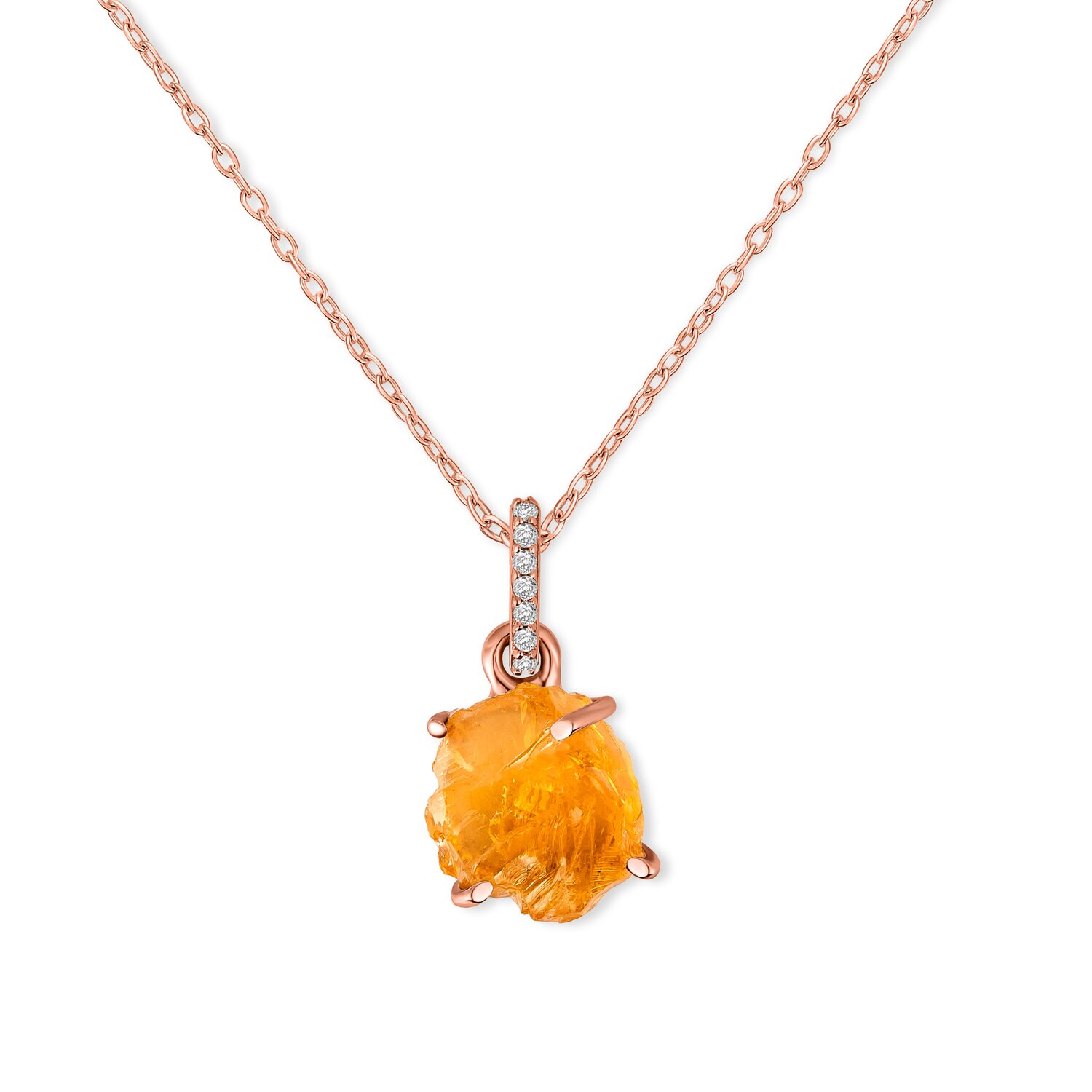 Colier din argint Rose Gold Piece of Citrine