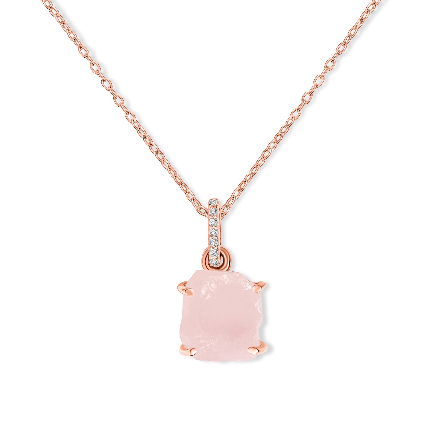 Colier din argint Rose Gold Piece of Rose Quartz