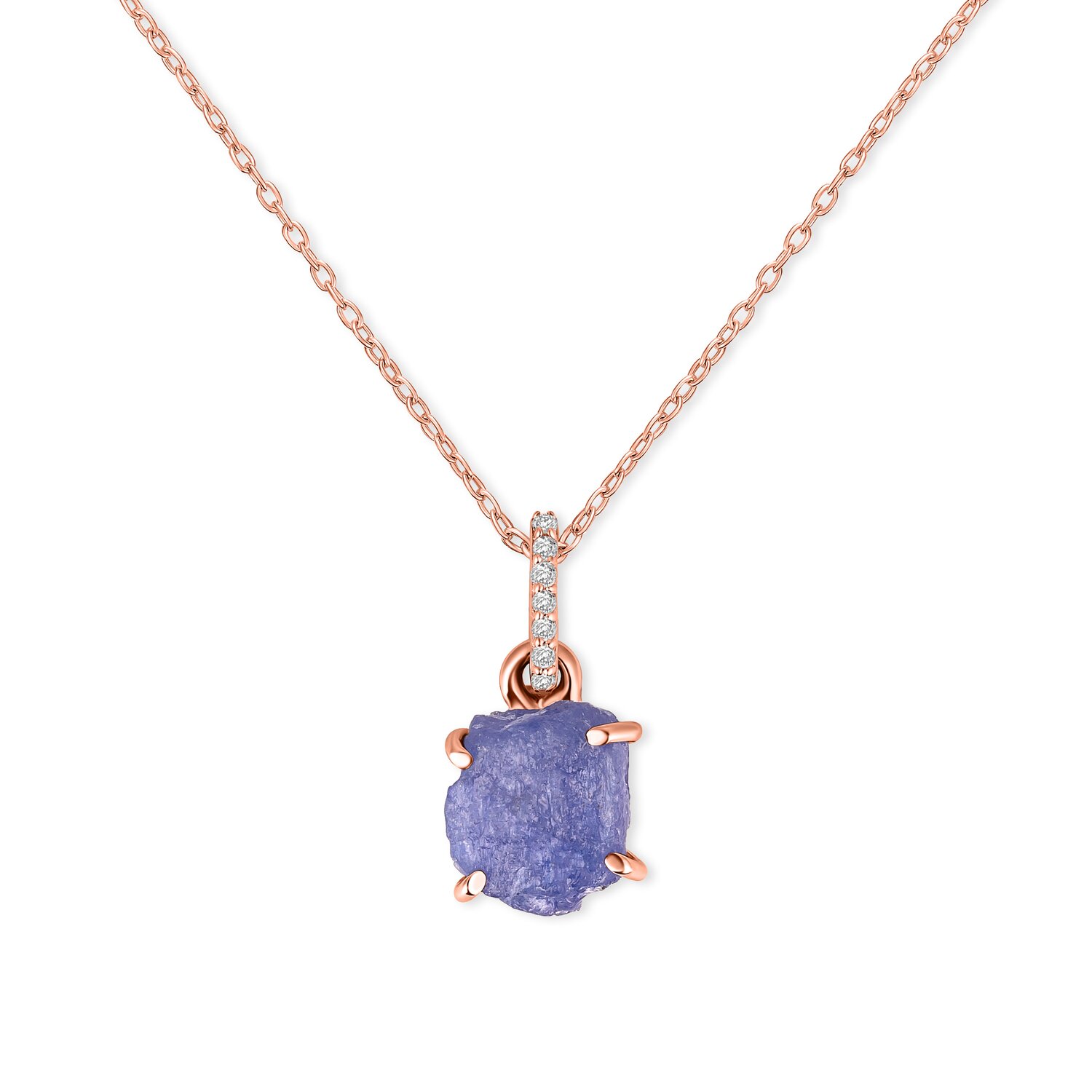 Colier din argint Rose Gold Piece of Tanzanite