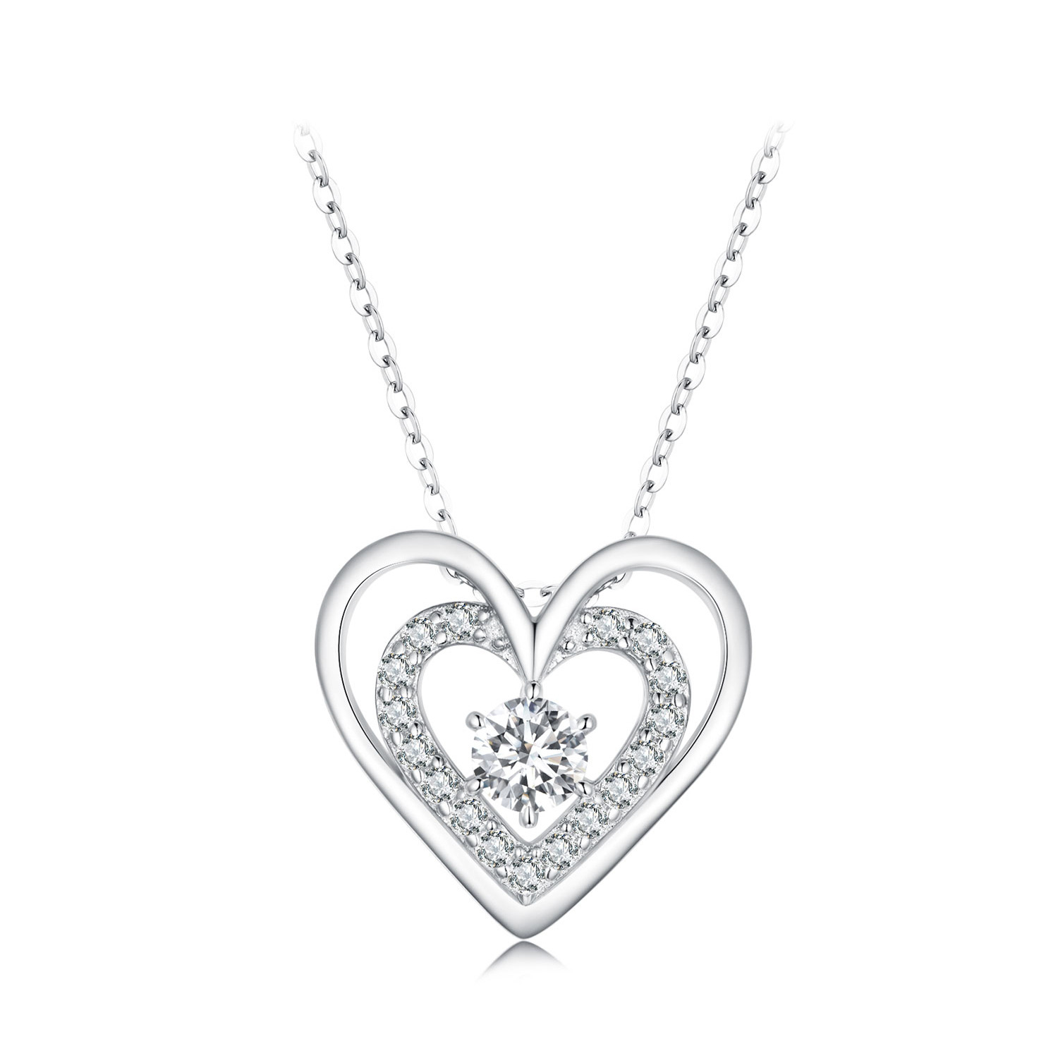 Colier din argint Shiny Double Heart image3