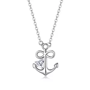 Colier din argint Silver Anchor with Crystal