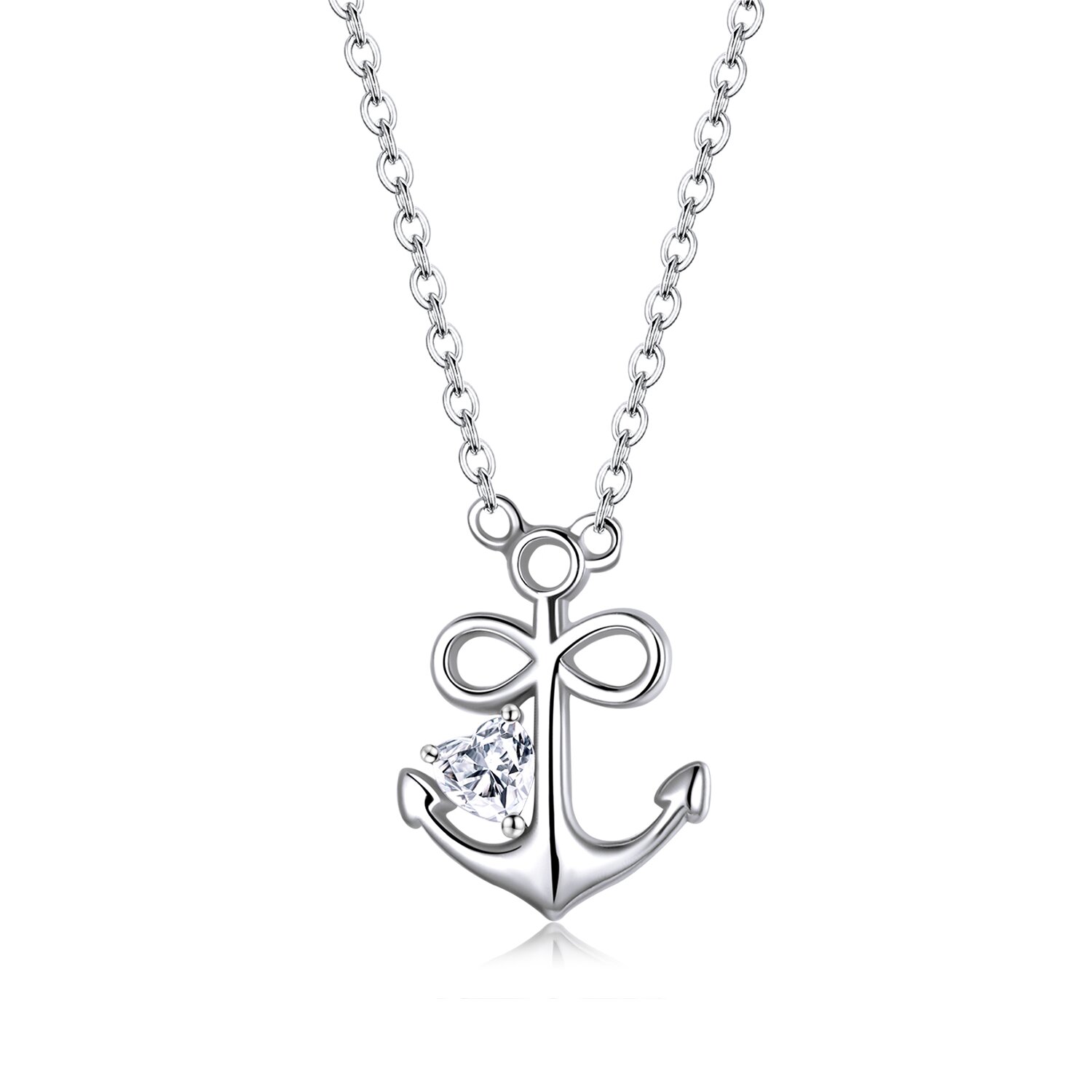 Colier din argint Silver Anchor with Crystal anchor