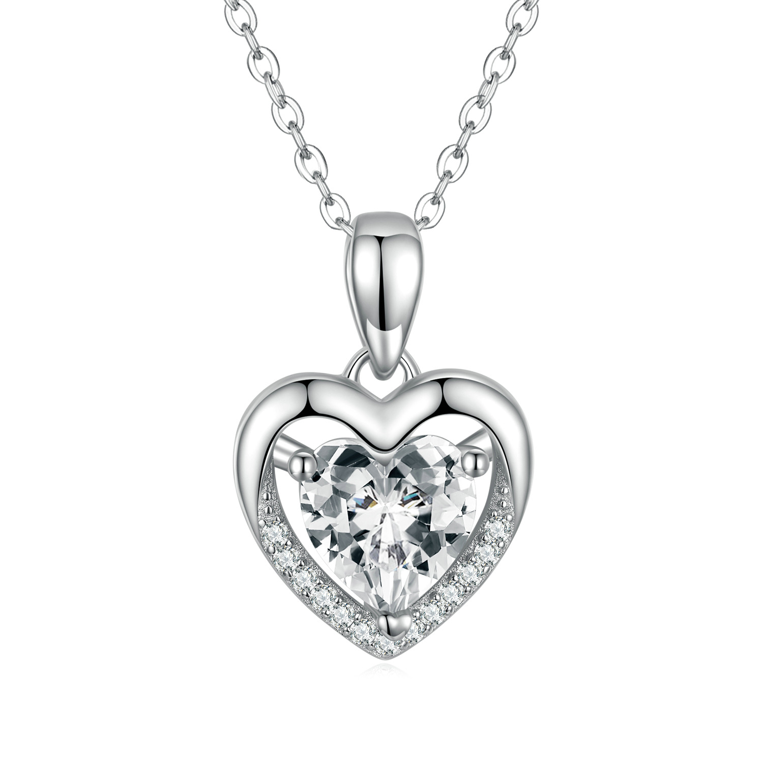 Colier din argint White Crystal Heart image12