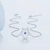 Colier reglabil din argint Blue Crystal Hamsa picture - 4