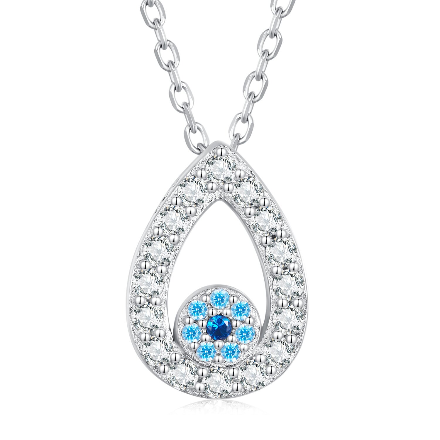 Colier reglabil din argint tear drop eye