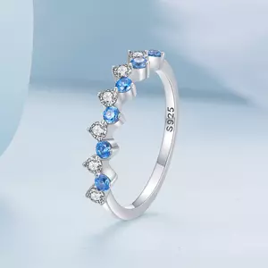 Inel din argint Blue and White Round Crystals