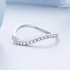 Inel din argint Curved White Crystals picture - 2